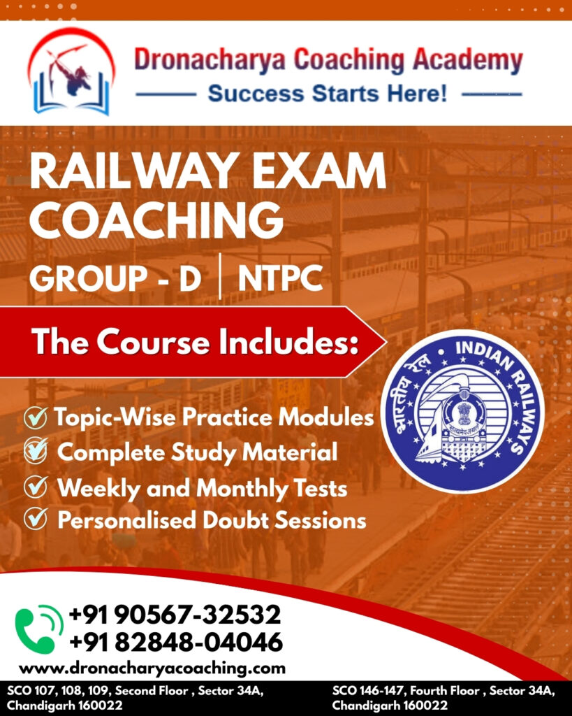 Dronacharya Coaching academy Railway Exam coaching in Chandigarh | 9056732532